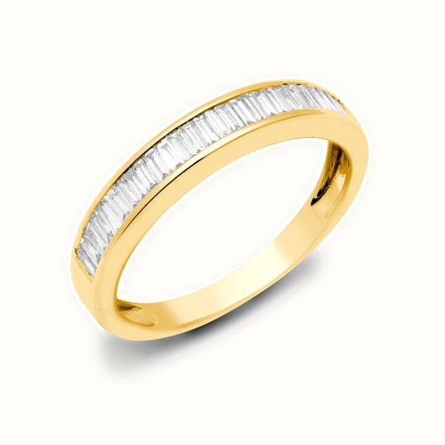 18ct Yellow Natural Diamond Baguette 1 2 Eternity Ring