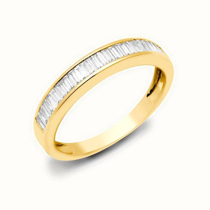 18ct Yellow Natural Diamond Baguette 1 2 Eternity Ring