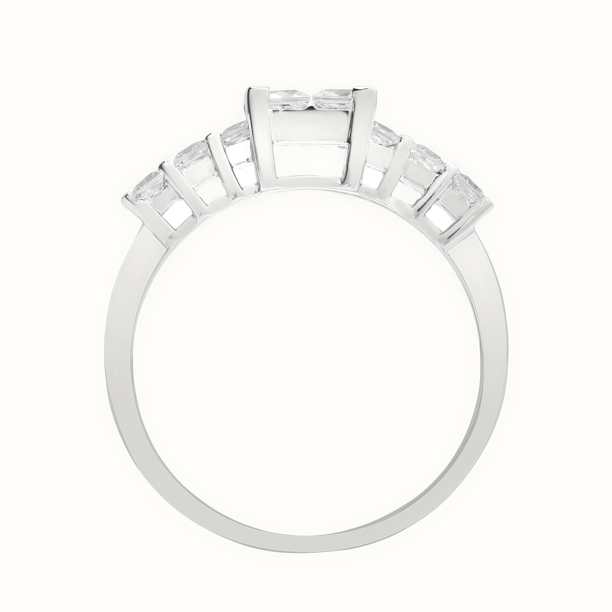 18ct White 1.18ct Princess Cut Natural Diamond Cluster Ring