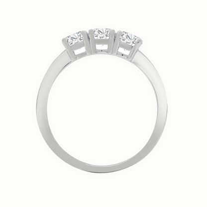 18ct White Natural Diamond Claw Set Trilogy Ring