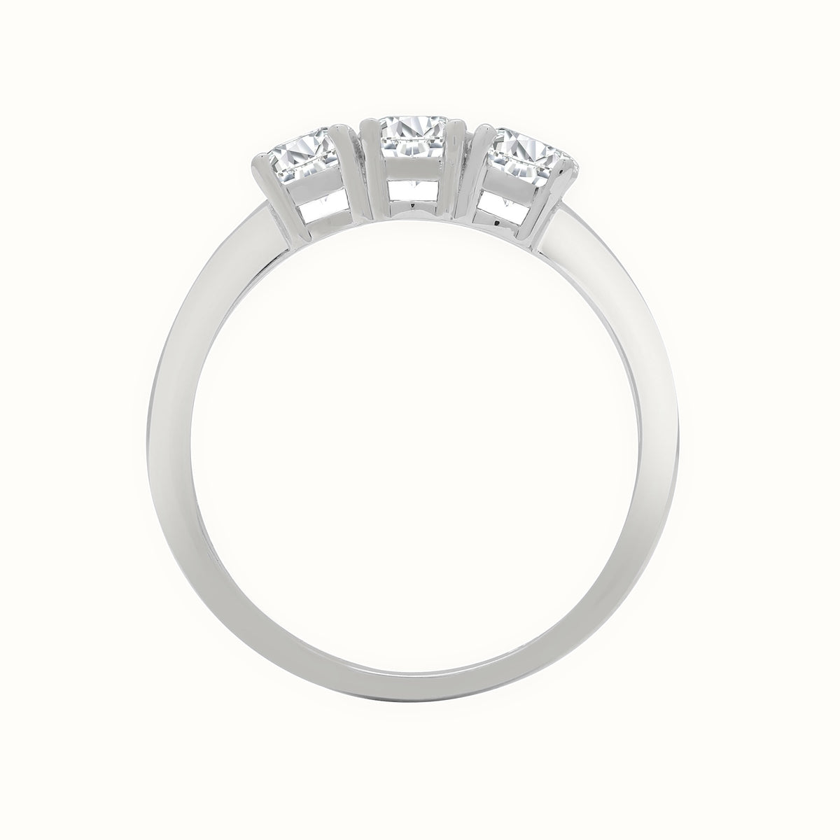 18ct White Natural Diamond Claw Set Trilogy Ring