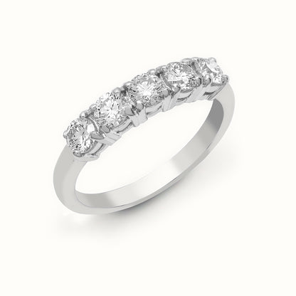 18ct White Natural Diamond 5 stone Ring