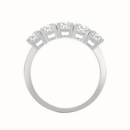18ct White Natural Diamond 5 stone Ring