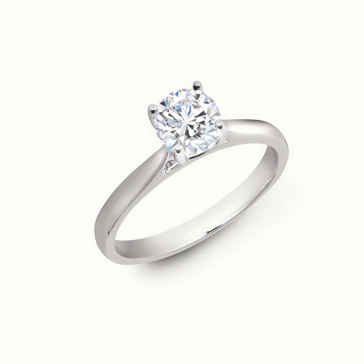 9ct Gold Round Brilliant Cut Solitaire Wed Fit Lab-Grown Diamond Ring
