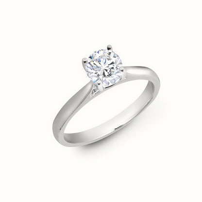 9ct Gold Round Brilliant Cut Solitaire Wed Fit Lab-Grown Diamond Ring