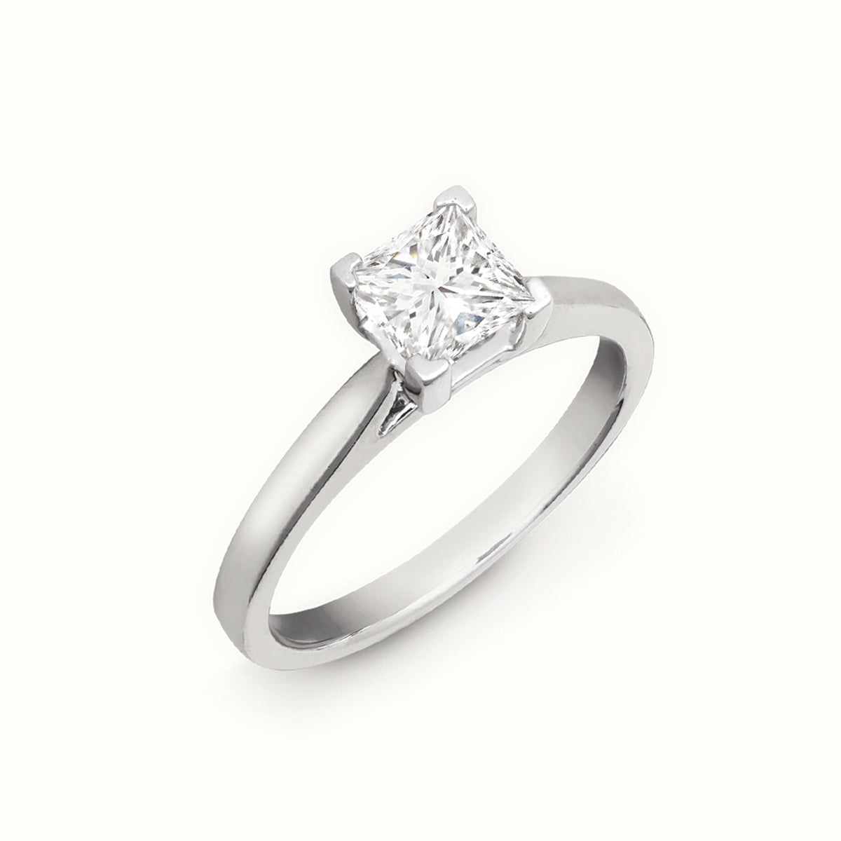 18ct Gold Princess Cut Solitaire Wed Fit Natural Diamond Ring