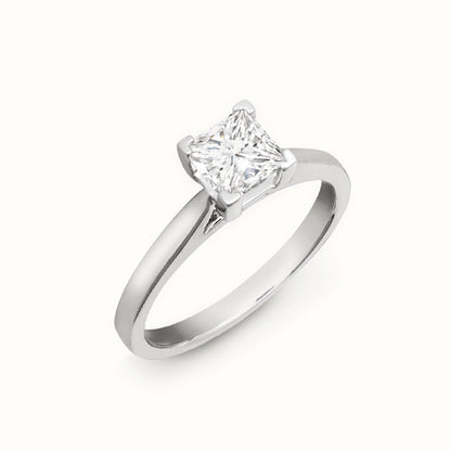 18ct Gold Princess Cut Solitaire Wed Fit Natural Diamond Ring