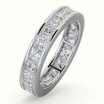 18ct White Gold Channel Set Princess Cut Full Eternity Ring Natural Diamond