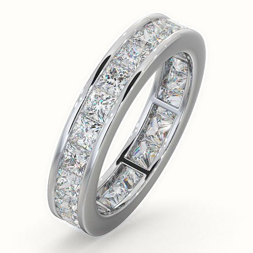 18ct White Gold Channel Set Princess Cut Full Eternity Ring Natural Diamond