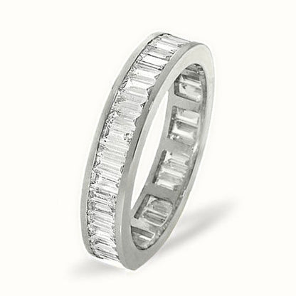 18ct White Gold Channel Set Full Eternity Ring Baguette Natural Diamond