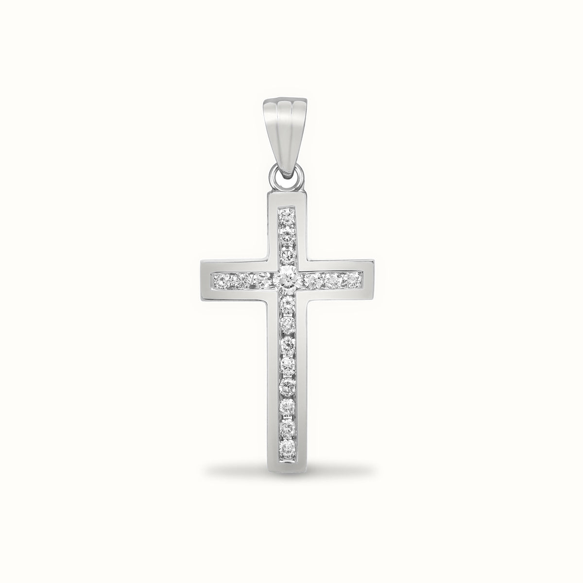 18ct White Gold Natural Diamond Cross