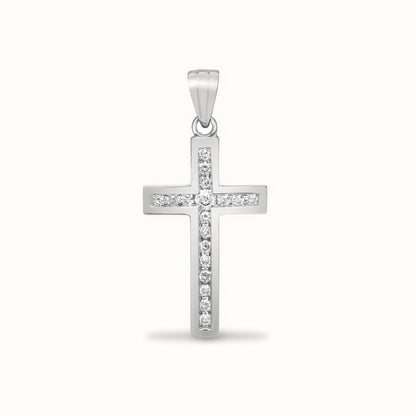 18ct White Gold Natural Diamond Cross