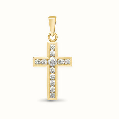 18ct Yellow Gold Natural Diamond Cross