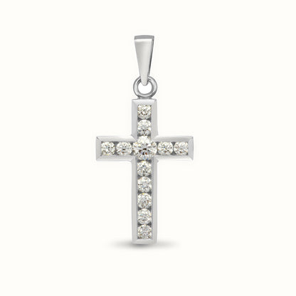 18ct White Gold Natural Diamond Cross