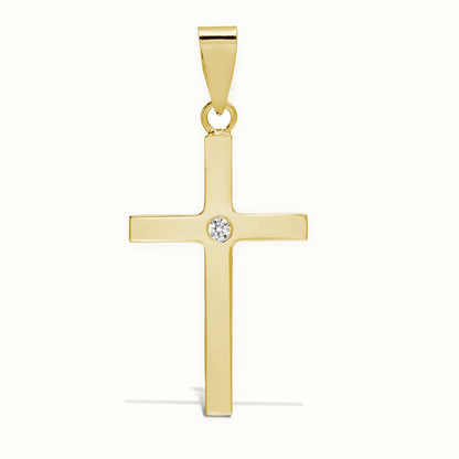 18ct Yellow 0.03ct Natural Diamond Invisible Set Cross
