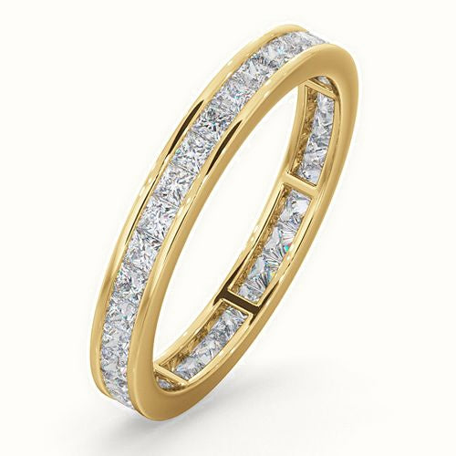 18ct White Gold Channel Set Princess Cut Full Eternity Ring Natural Diamond