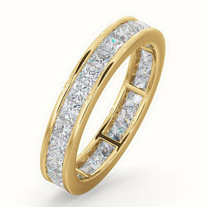 18ct White Gold Channel Set Princess Cut Full Eternity Ring Natural Diamond