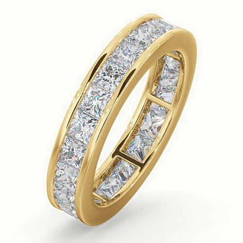 18ct White Gold Channel Set Princess Cut Full Eternity Ring Natural Diamond