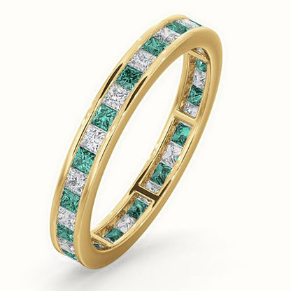 18ct Yellow Gold Channel Set Princess Cut Full Eternity Ring Natural Diamond Em