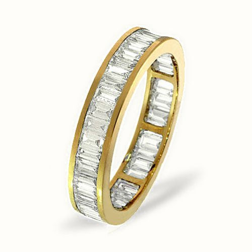 18ct Yellow Gold Channel Set Full Eternity Ring Baguette Natural Diamond