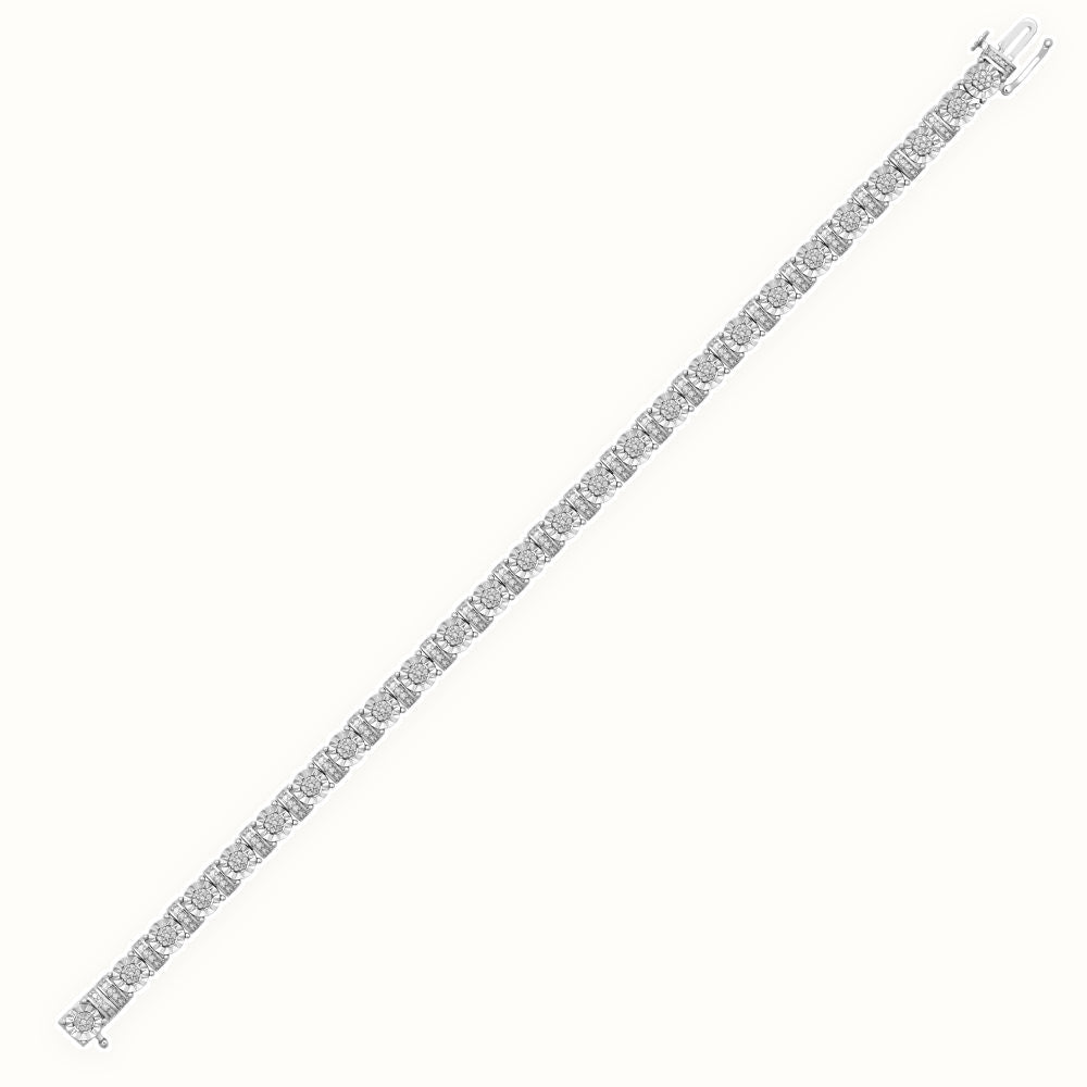 9ct White Gold 0.23cts Natural Diamond Illusion-set Bracelet