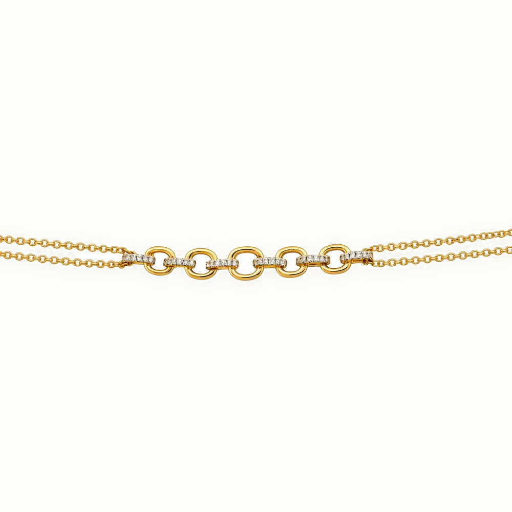 9ct Yellow 0.10ct Diamond Links Bracelet
