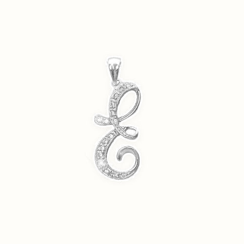 9ct White Gold Natural Diamond Set Initial Pendant Initial