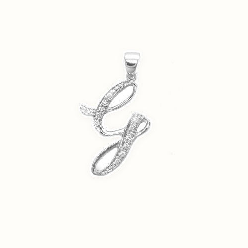 9ct White Gold Natural Diamond Set Initial Pendant Initial