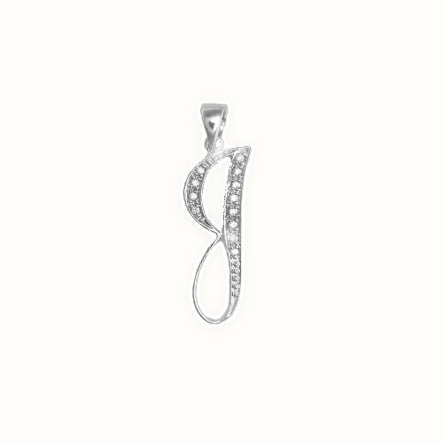 9ct White Gold Natural Diamond Set Initial Pendant Initial
