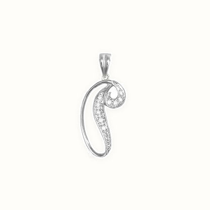 9ct White Gold Natural Diamond Set Initial Pendant Initial