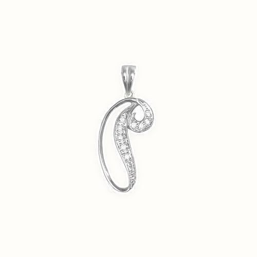 9ct White Gold Natural Diamond Set Initial Pendant Initial