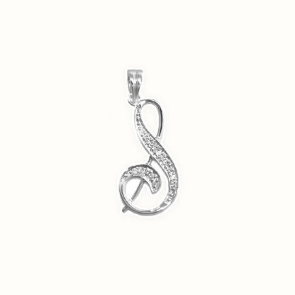 9ct White Gold Natural Diamond Set Initial Pendant Initial