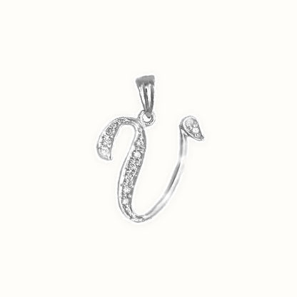 9ct White Gold Natural Diamond Set Initial Pendant Initial