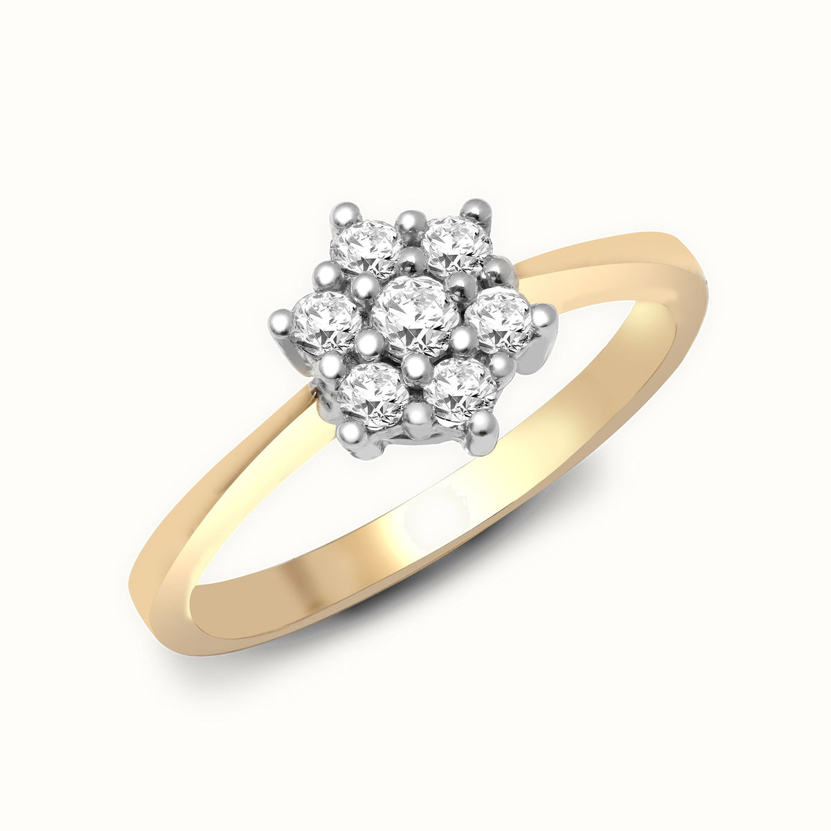 9ct Yellow Gold Natural Diamond Cluster Ring