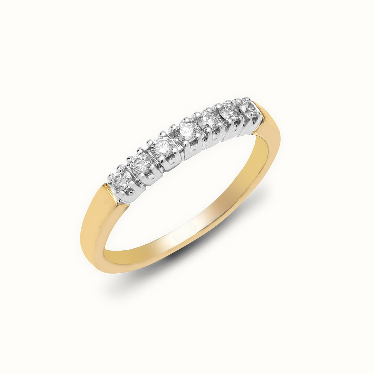 9ct Yellow Gold Natural Diamond 7 Stone Half Eternity Ring