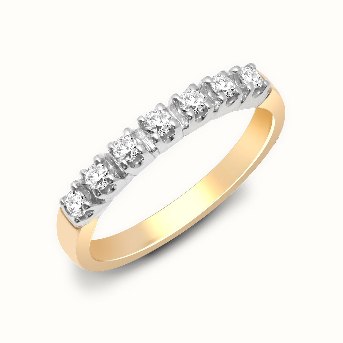 9ct Gold Natural Diamond 7 Stone Half Eternity Ring