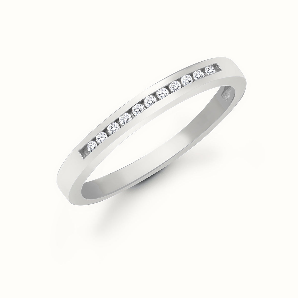 9ct White Gold Natural Diamond Half Eternity Ring