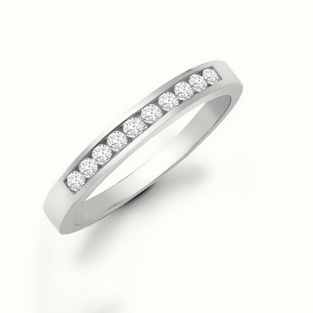 9ct White Gold Natural Diamond Half Eternity Ring