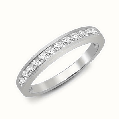 9ct White Gold Natural Diamond Half Eternity Ring