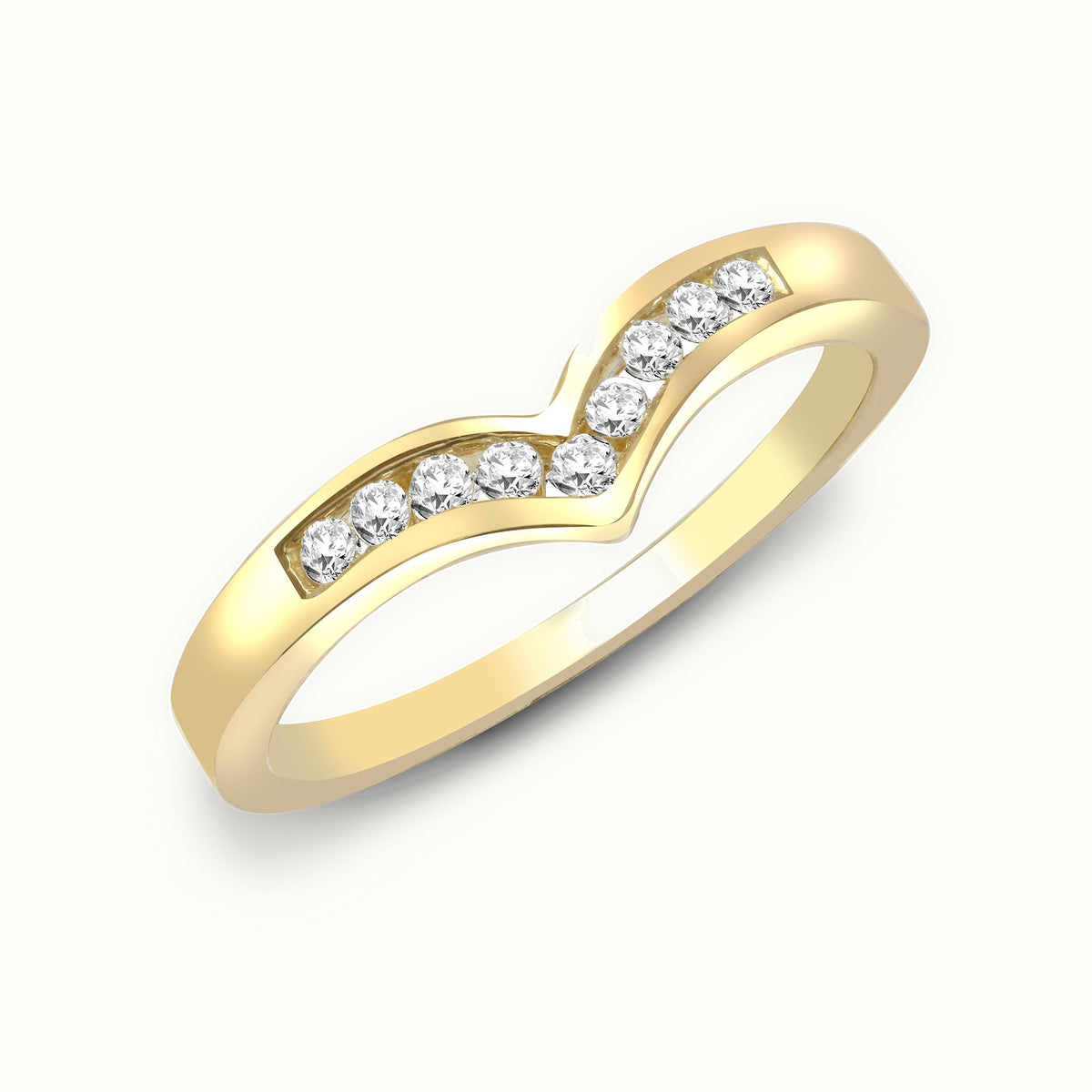 9ct Yellow Gold Natural Diamond Wishbone Ring