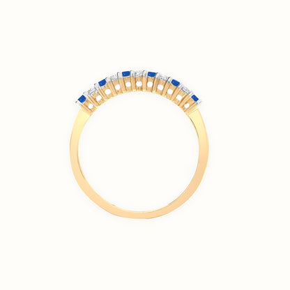Yellow Gold Natural Diamond & Sapphire Half Eternity Ring — Delan Jewellers