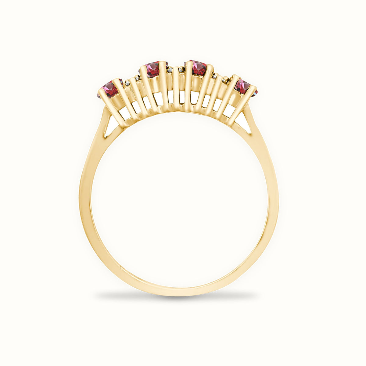 9ct Yellow Gold Natural Diamond 12pts & Ruby 92pts Ring
