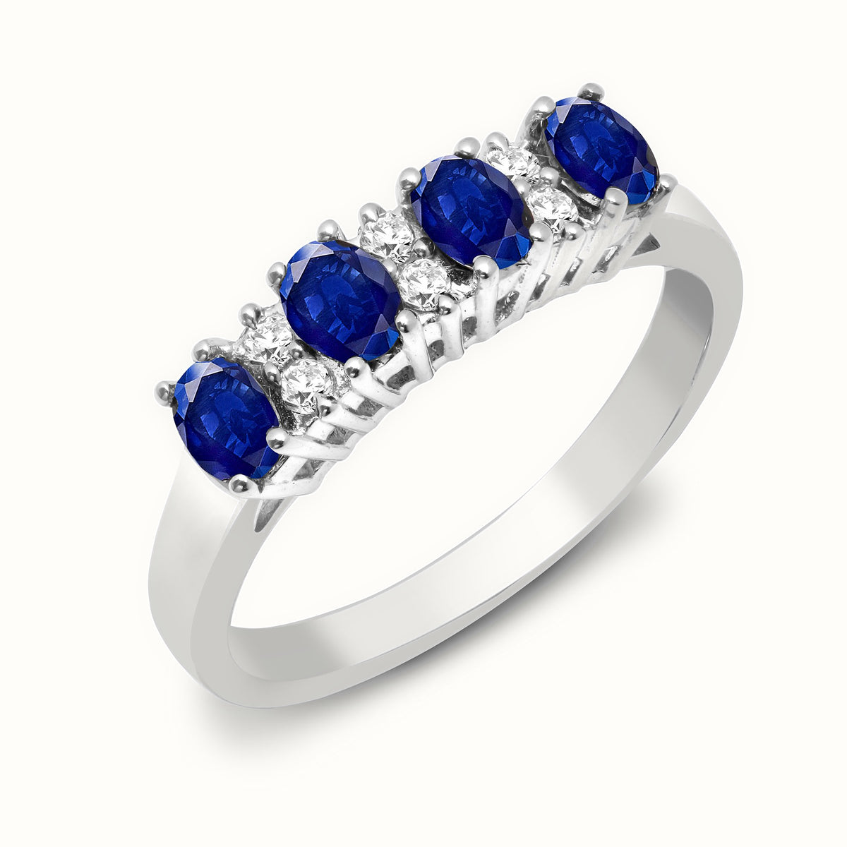 9ct White Gold Natural Diamond 12pts & Sapphire 1.05ct Ring