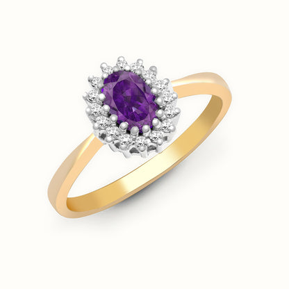 9ct Yellow Gold Natural Diamond 12pts & Amy 44pts Ring