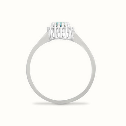9ct White Gold Natural Diamond 12pts & Blue Topaz 57pts Ring