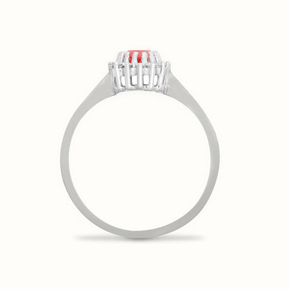 9ct White Gold Natural Diamond 12pts & Ruby 60pts Ring