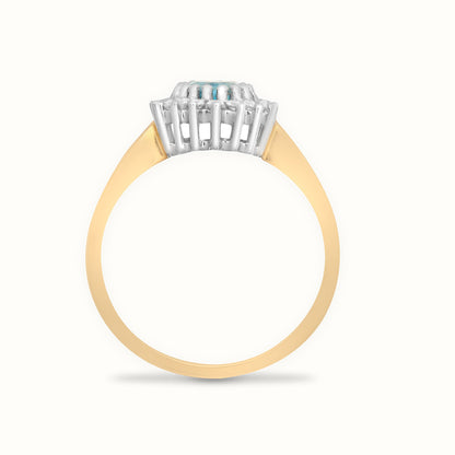 9ct Yellow Gold Natural Diamond 23pts & Blue Topaz 90pts Ring