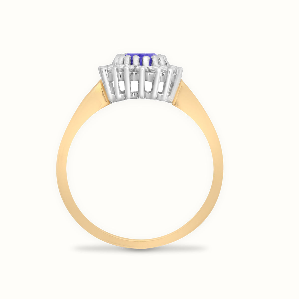 9ct Yellow Gold Natural Diamond 23pts & Tanzanite 73pts Ring