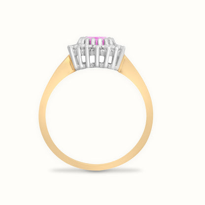 9ct Yellow Gold Natural Diamond 23pts & Pink Sapphire 1.06ct Ring