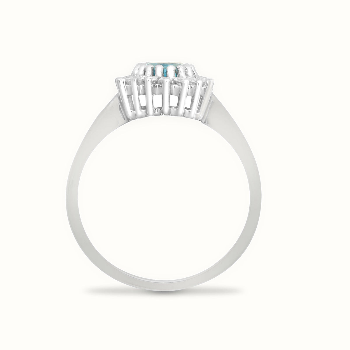 9ct White Gold Natural Diamond 23pts & Blue Topaz 90pts Ring
